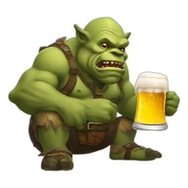swamp ogre drinking beer sticker