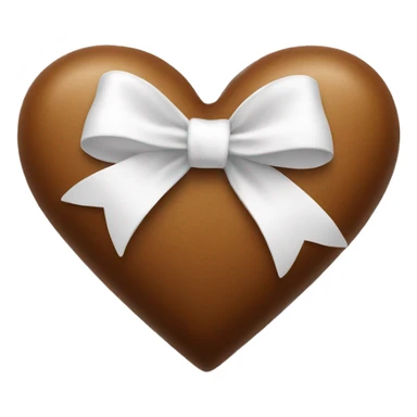 brown heart with white bow sticker