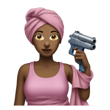 Woman holding a waterpistol and wearing a towel on her head  sticker