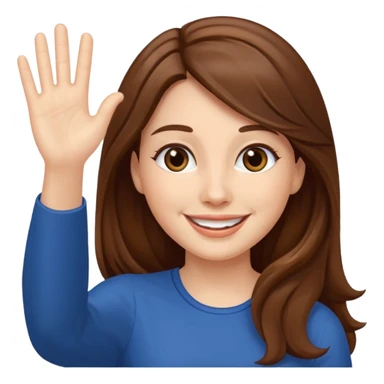 long lenght hair brown and say hi with hand sticker