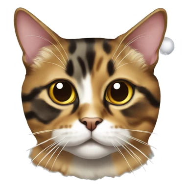 Tortie cat with a Santa hat sticker