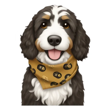 Bernedoodle with purdue university scarf sticker