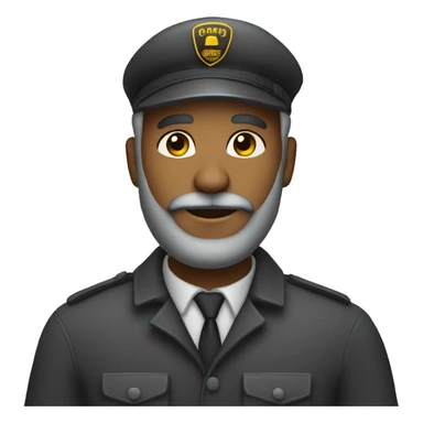 create a dark-skinned taxi driver emoji with a gray beard and wearing a beret. sticker