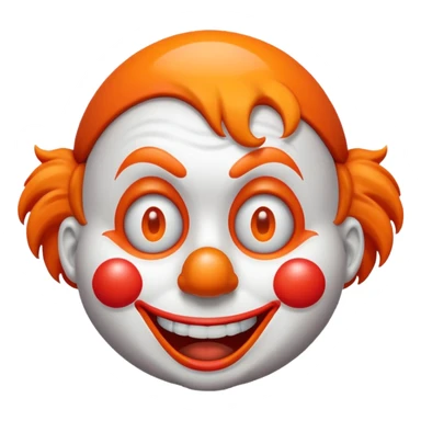Make the clown emoji come up from the bottom, bounce, and land in the center. Then make it wink with the right eye, add a corrupted-file glitch effect, and finally make it disappear sticker