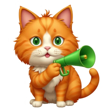 Orange cat blowing a birthday horn  sticker