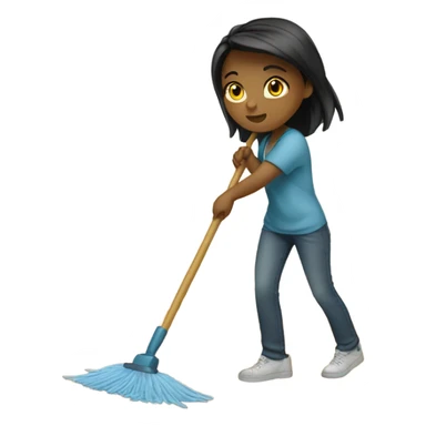 Girl cleaning sticker