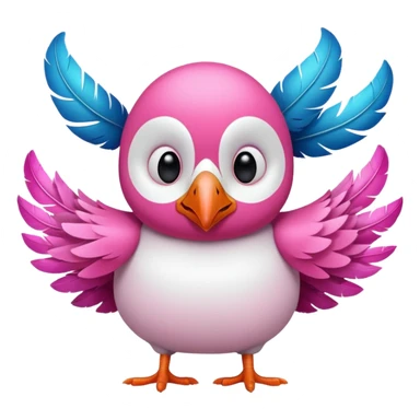 pink puffin blowing wind sticker