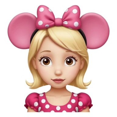 Skinny Little girl Hazel eyes blonde hair Minnie mouse ears sticker