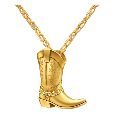 Skinny gold necklace chain with gold cowboy boot as A charmi sticker