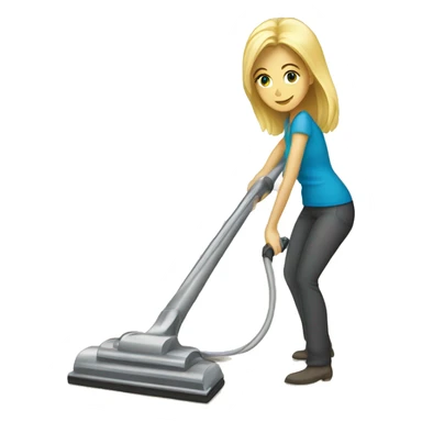 Blonde Caucasian woman vacuuming sticker