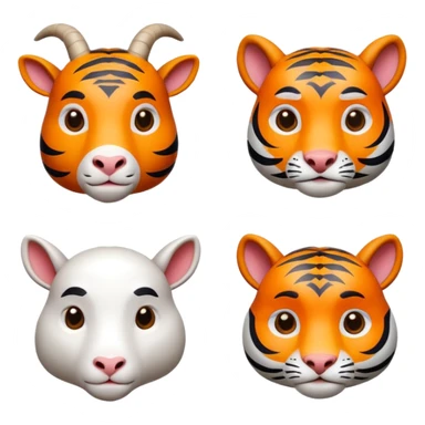 Goats vs Tigers 3d icons sticker