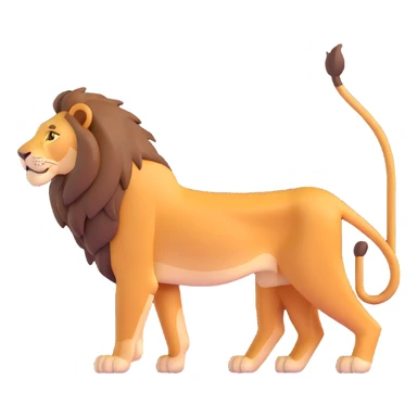 FULL BODY panthera leo male style wild, full flat cute side profile design in 3d soft l centered composition cartoon style128x128 pixels 1 tail sticker