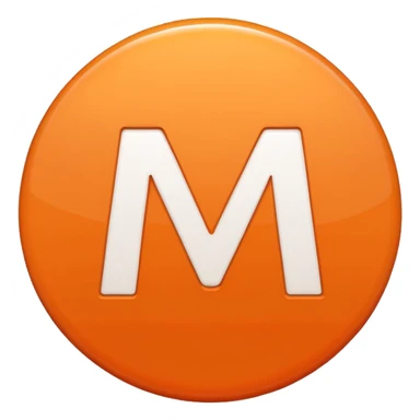 Orange circle with a white M in the Middle sticker