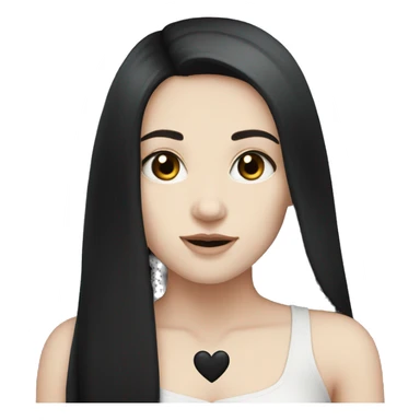 Pale girl with long black hair with black heart  sticker