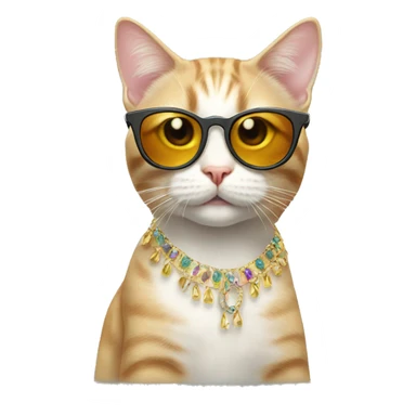 birthday cat with cool earrings and sunglasses sticker