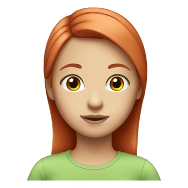 girl, red straight hair, light green eyes, fair skin in a T-shirt sticker