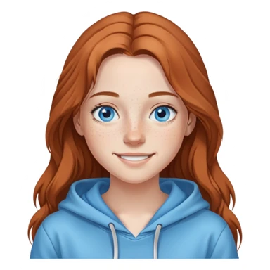smiling girl in hoodie blue eyes freckle long hair  sticker