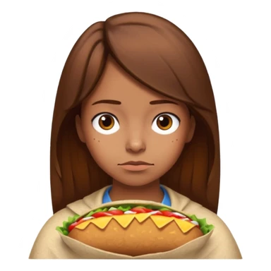 Girl with brown hair "resting chicken burrito face" sticker