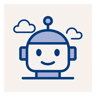 minimalistic robot head icon, soft gradients, blue and gray palette sticker
