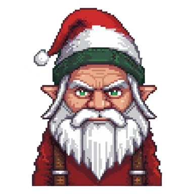 Grumpy-looking dwarf with white beard, red hat, frowning face with bushy eyebrows sticker