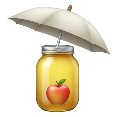 jar of apple juice with umbrella sticker