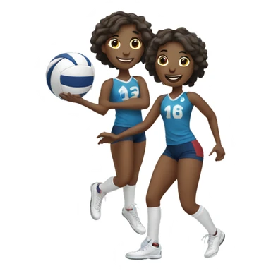 Twins playing volleyball sticker