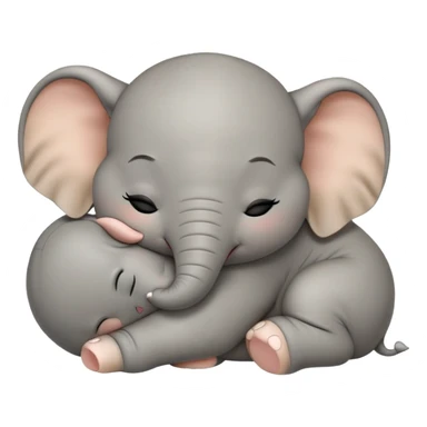meme-worthy-cute-sleeping-baby-elephant-portrait-emoji,-head-resting-peacefully-with-a-contented-smile,-showcasing-a-delightfully-tiny-build-and-a-luxuriously-soft-gray-hide,-eyes-shut-in-a-serene,-restful-nap,-simplified sticker