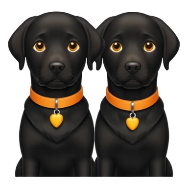 2 black labradors yellow and orange collar sticker