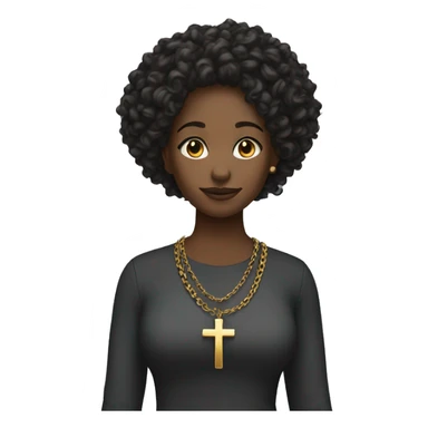 Full body christian black female long curly with cross necklace  sticker