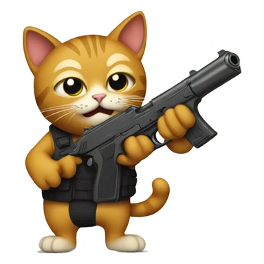 Cat holding a gun sticker