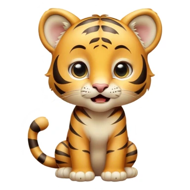 Cinematic Comical Tiger Cub Portrait Emoji, Head tilted dramatically with an exaggeratedly shocked expression, featuring a compact, endearing build with wide, comically expressive eyes full of humorous disbelief, Simplified yet hilariously expressive features, highly detailed, glowing with a slightly sassy wild glow, high shine, dramatic yet playful, stylized with an air of quirky feline attitude, soft glowing outline, capturing the essence of a meme-worthy tiger cub that looks ready to side-eye its way into viral fame! sticker