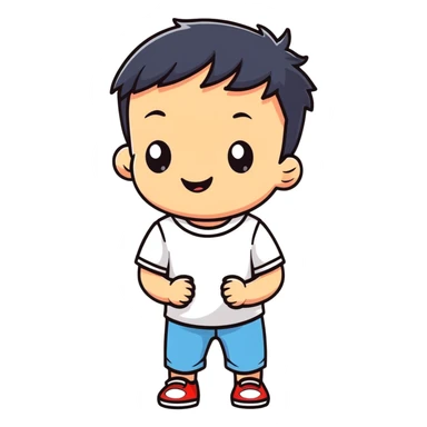Cute little boy with a playful expression sticker