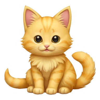 A cute cartoon yellow kitten sitting and wagging its tail and animated and mover. sticker