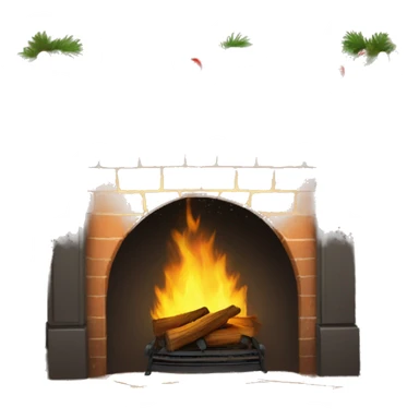 fireplace with Norfolk pine garland sticker
