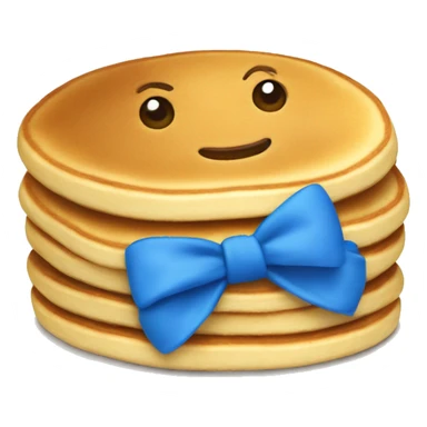 Pancakes with a blue bow sticker