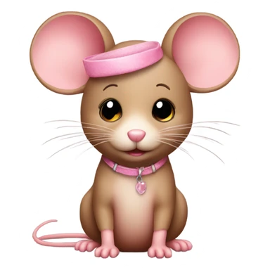 a cute brown mouse, with subtle lashes & pink accessories  sticker