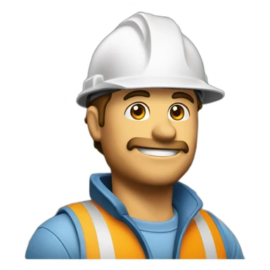 A pixelated logo of a builder with a cap on, and a building tool in front of him sticker