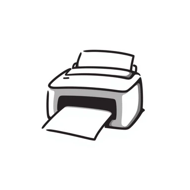 A printer emoji in doodle style sticker