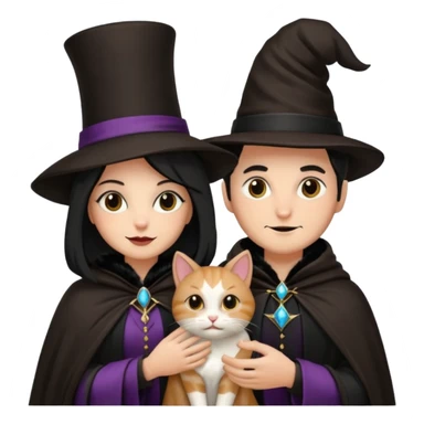 magician couple and their pet cat sticker
