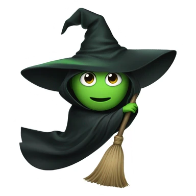 Broom Flying green witch with black big cape extending like a v shape sticker