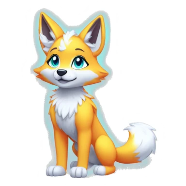 Anthro Colorful Shiny Fionbri-Falvie-sparkle-wolf-sona with neon markings full body sticker