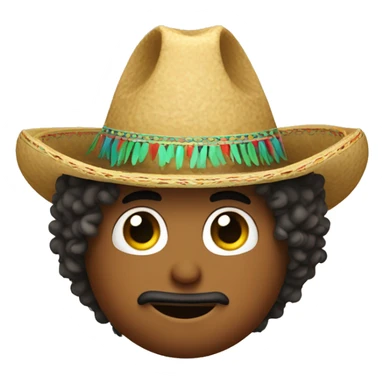 curly hair man with sombrero showing number 1 sticker