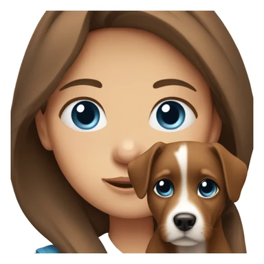 Girl with Brown hair and blue eyes holding a dog  sticker