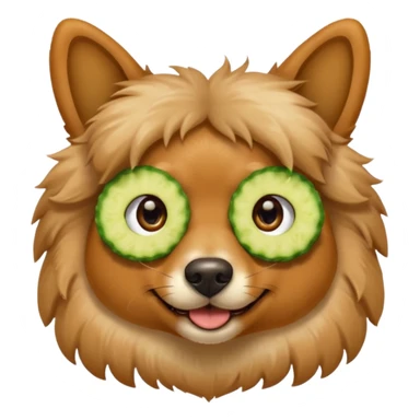 dog relaxing spa with cumcumbers in their eyes sticker