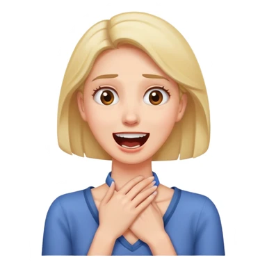 Women holding her neck shocked laughing and a little bit nervous sticker
