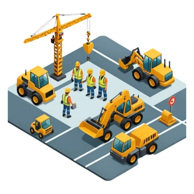 create isometric of cathay construction airport sticker