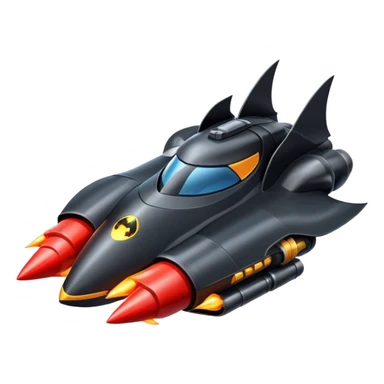 batmobile riding a rocket ship boom! sticker