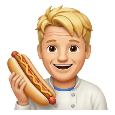 gordon ramsay eat a hotdog, happy smile sticker