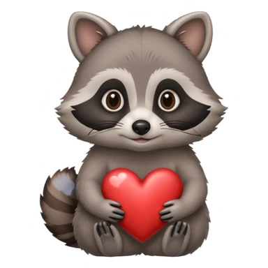 Raccoon hold heart sticker