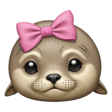 Frowning Sleeping seal wearing pink bow sticker
